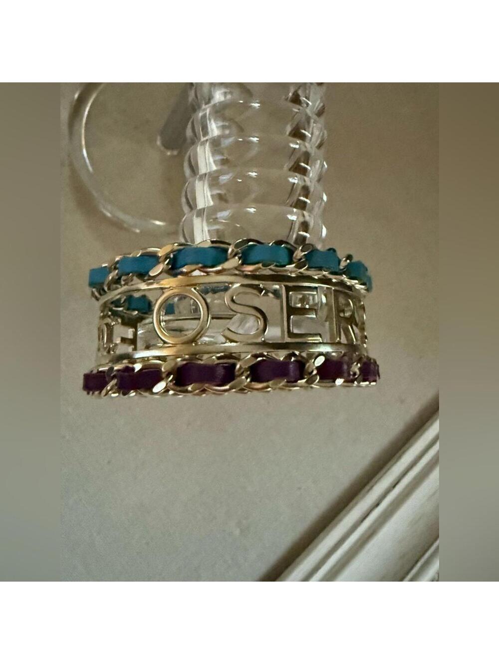 Chanel Lambskin leather and metal Statement Bangle Vintage Bracelet 2015 - Picture 3 of 7